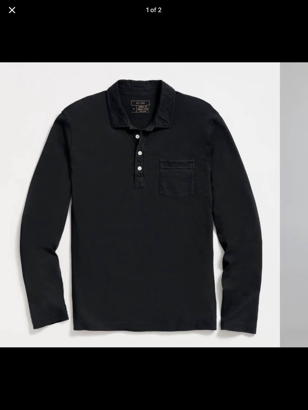 Billy Reid Black Long-Sleeve Polo with Chest Pocket